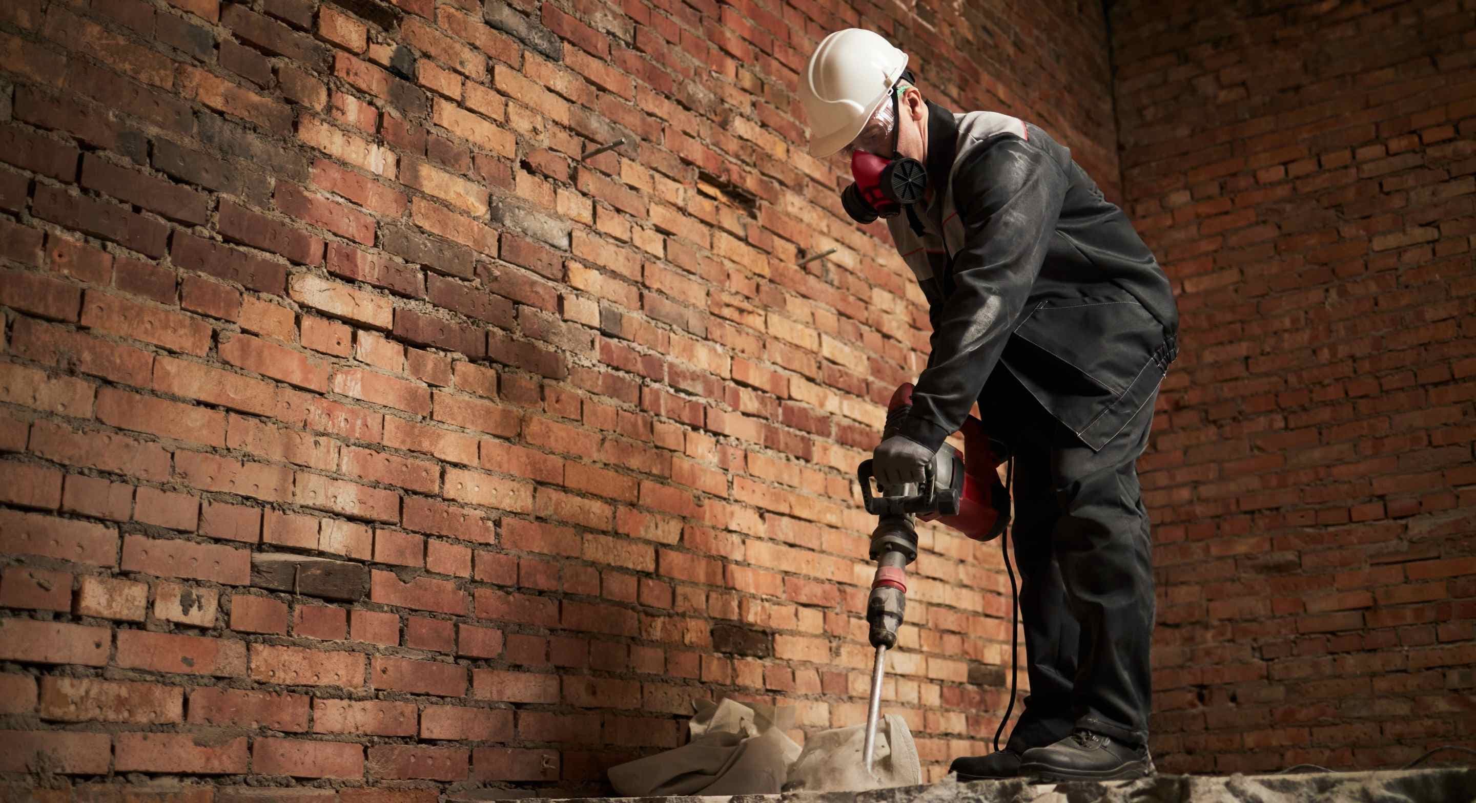 home service professional drilling the site