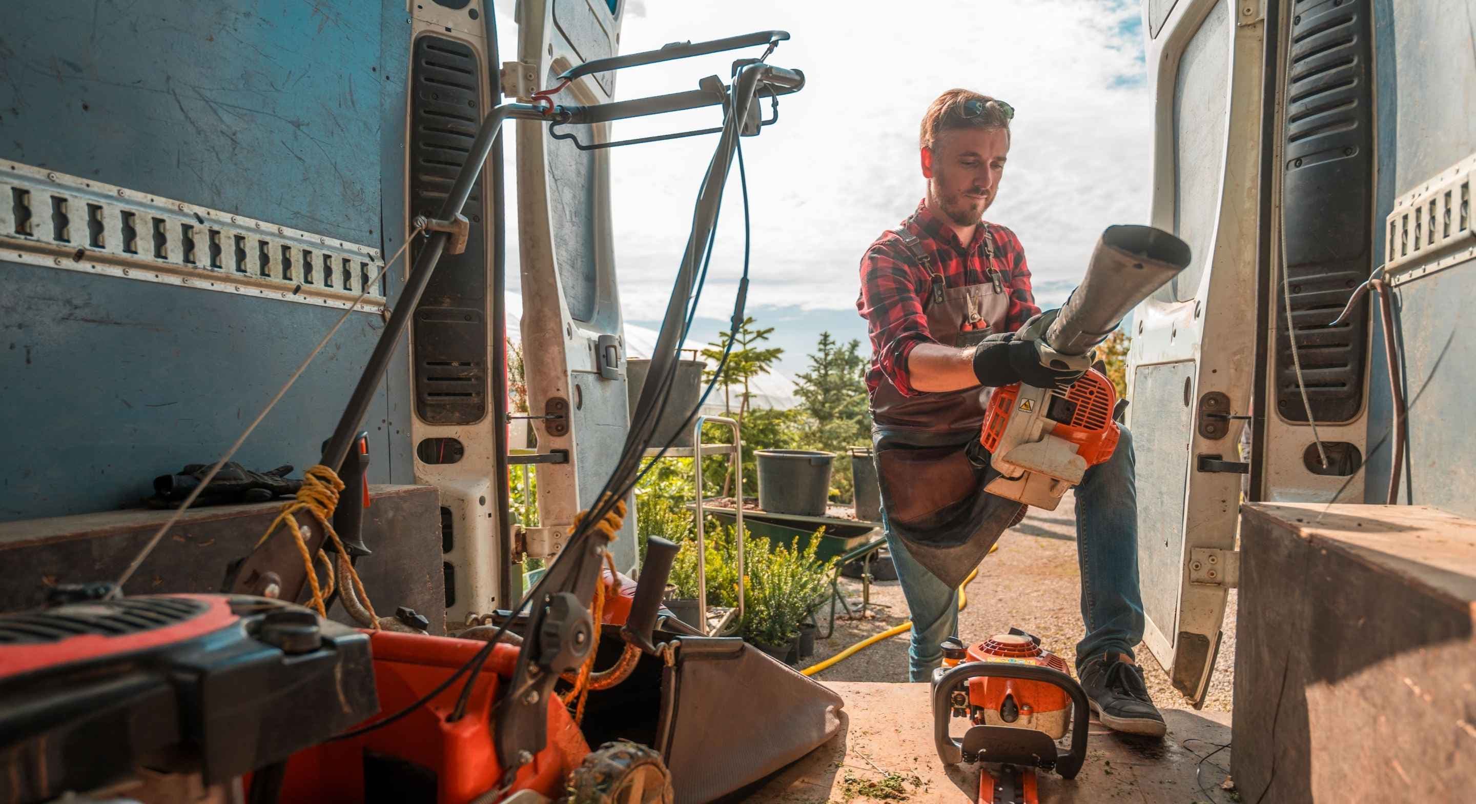 landscaping professional working in the site