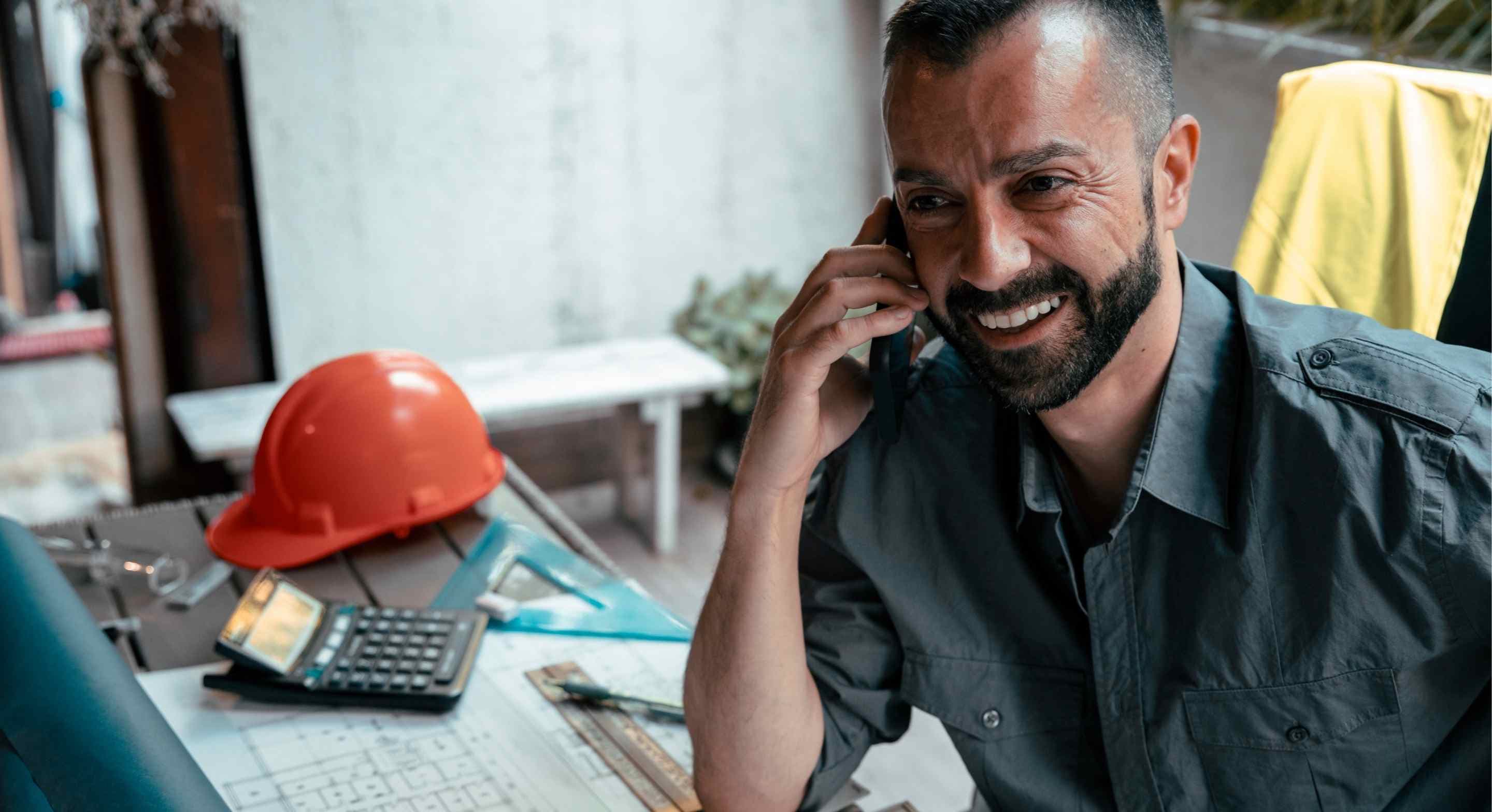 home service professional speaking in phone