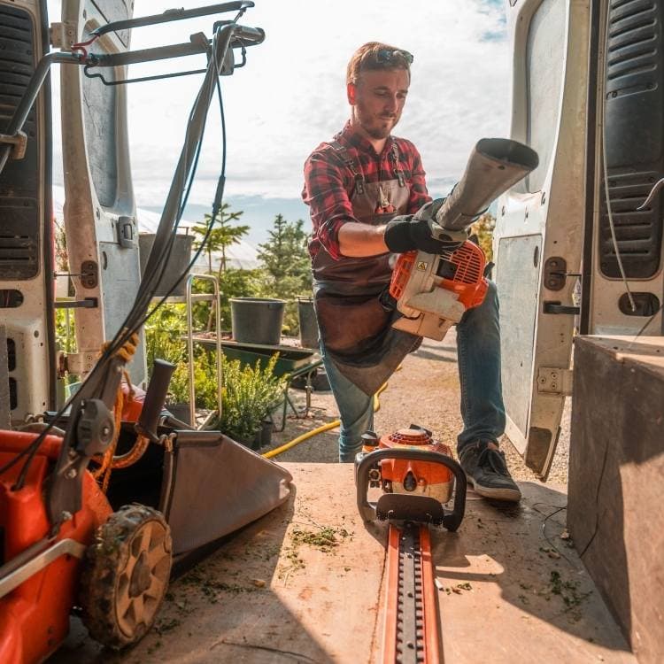 landscaping professional working in the site