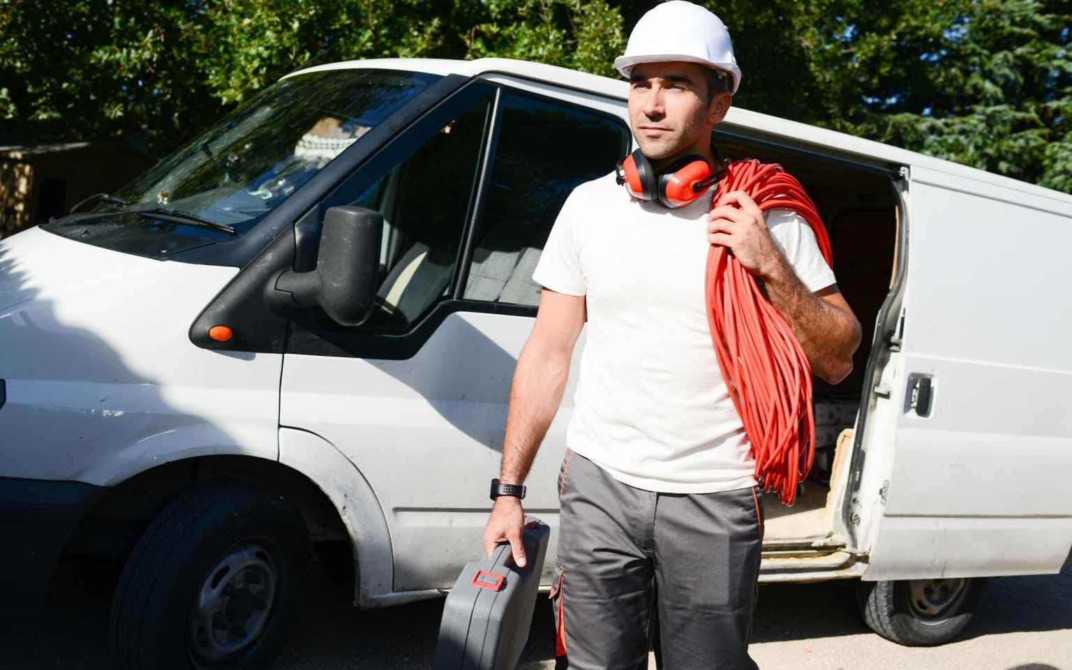 home service professional working in the site