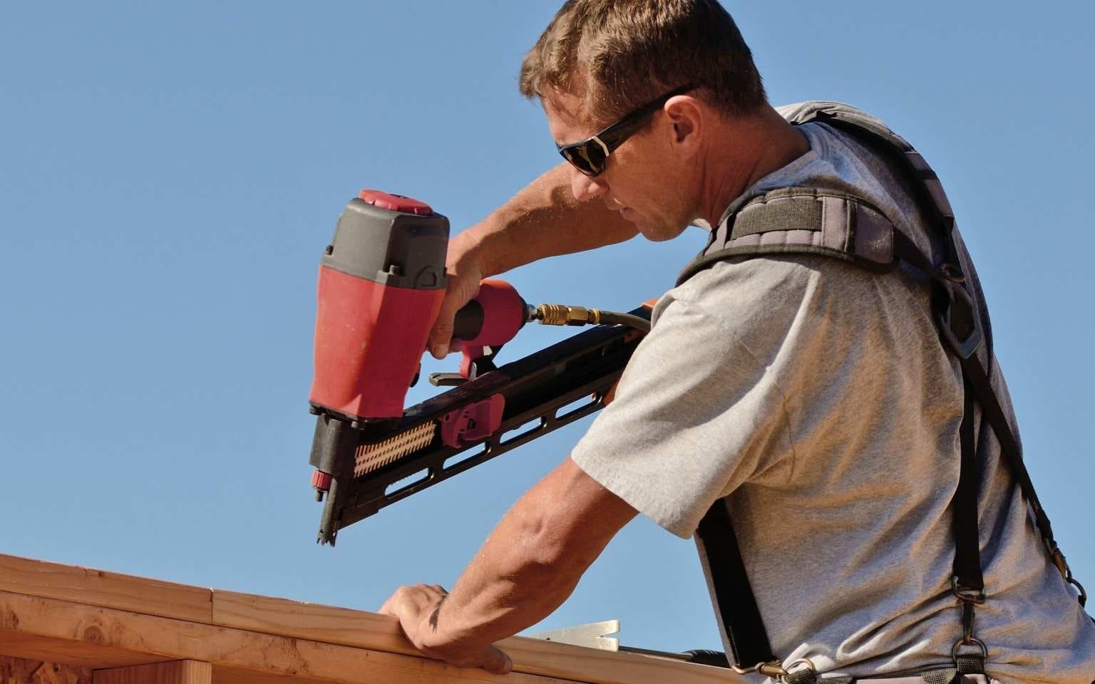 Roofing professional image while working