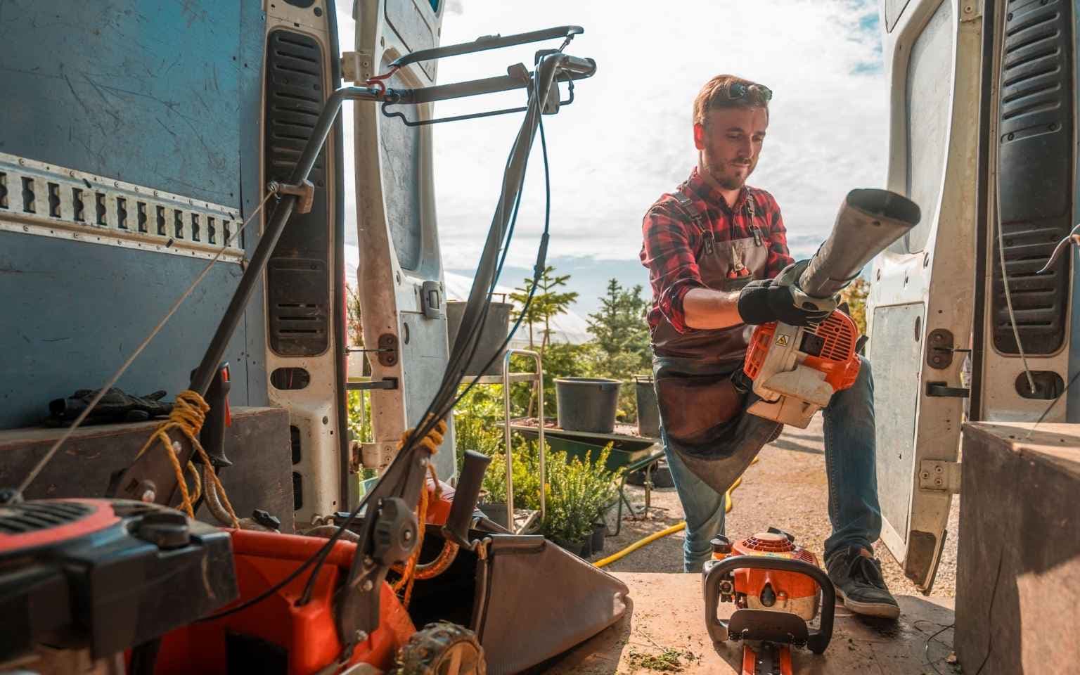 landscaping professional working in the site